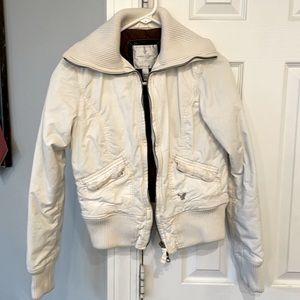 American Eagle Bomber Jacket - Cream/White - XS